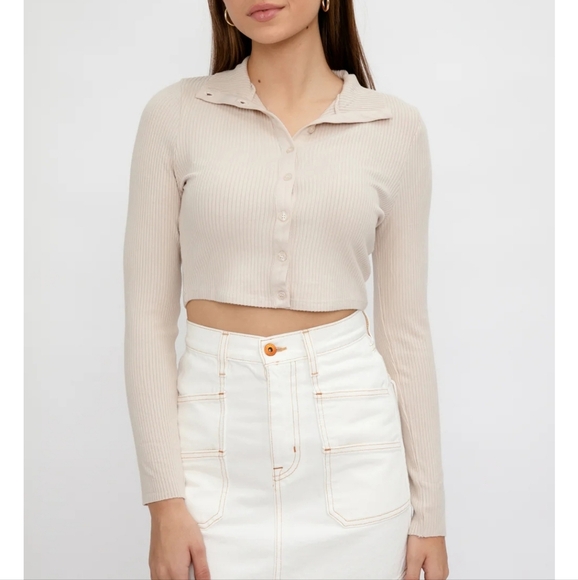 New With Tags! The Range Alloy Ribbed Cropped Button Long Sleeve Size Xs - Picture 7 of 7